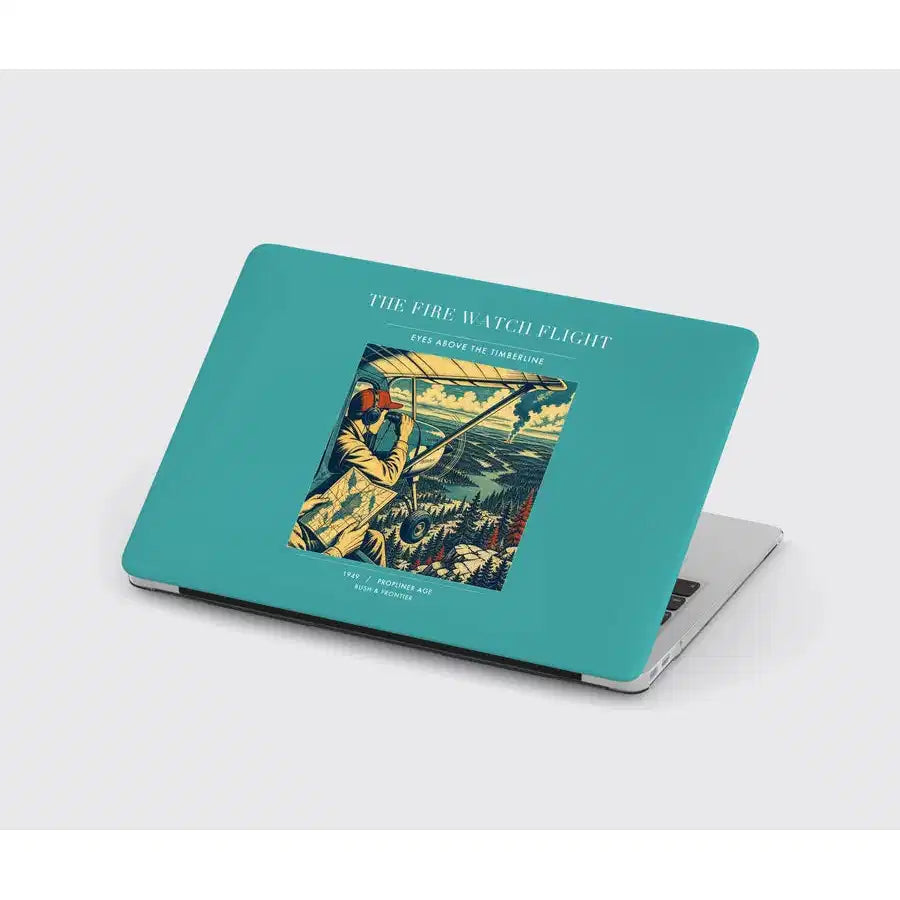 VINTAGE G4194 - The Fire Watch Flight - Designed MacBook Cases design on turquoise