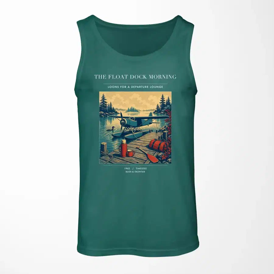 VINTAGE G4195 - The Float Dock Morning - Designed Tank Tops design on green