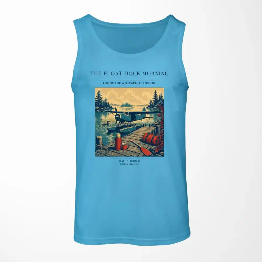 VINTAGE G4195 - The Float Dock Morning - Designed Tank Tops design on skyblue