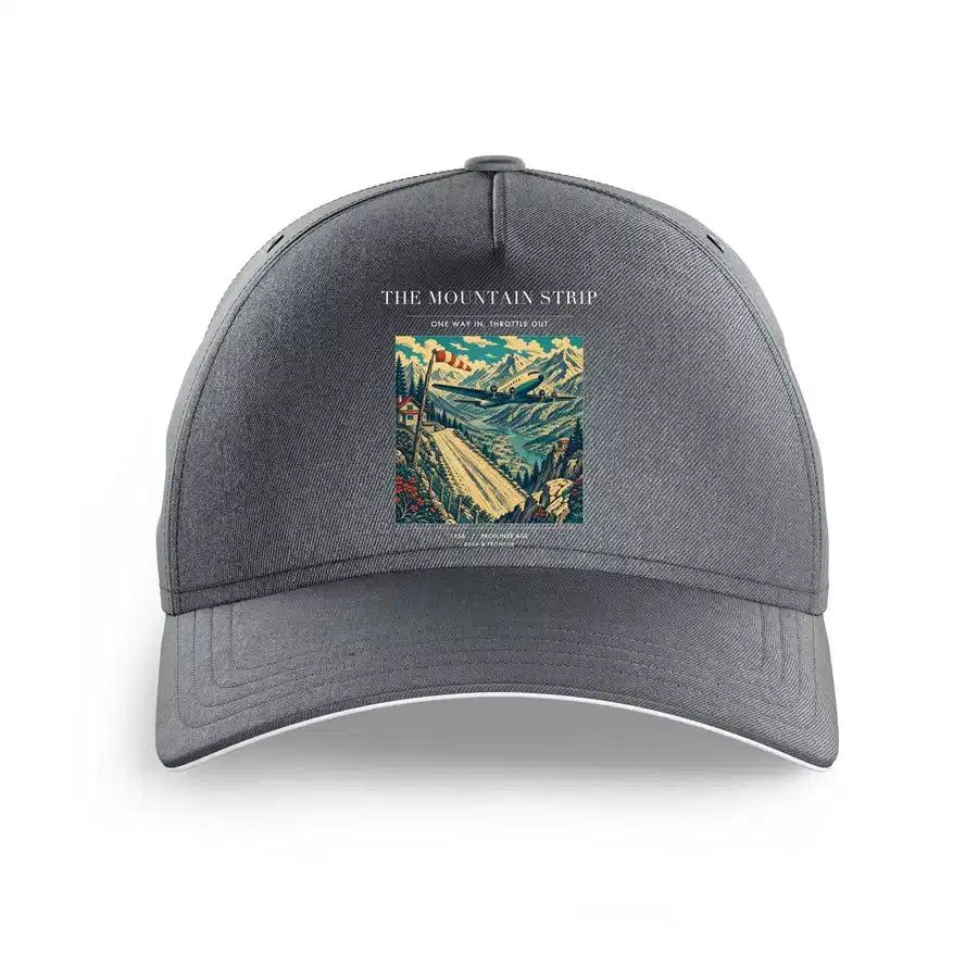 VINTAGE G4196 - The Mountain Strip - Printed Hat design on gray