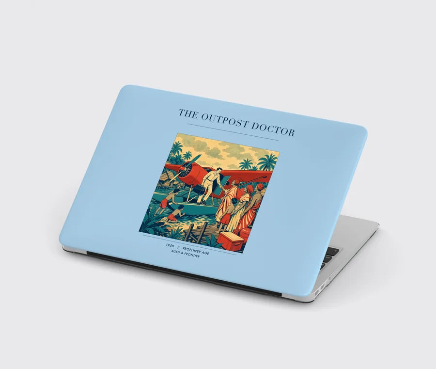 VINTAGE G4197 - The Outpost Doctor - Designed MacBook Cases design on lightblue