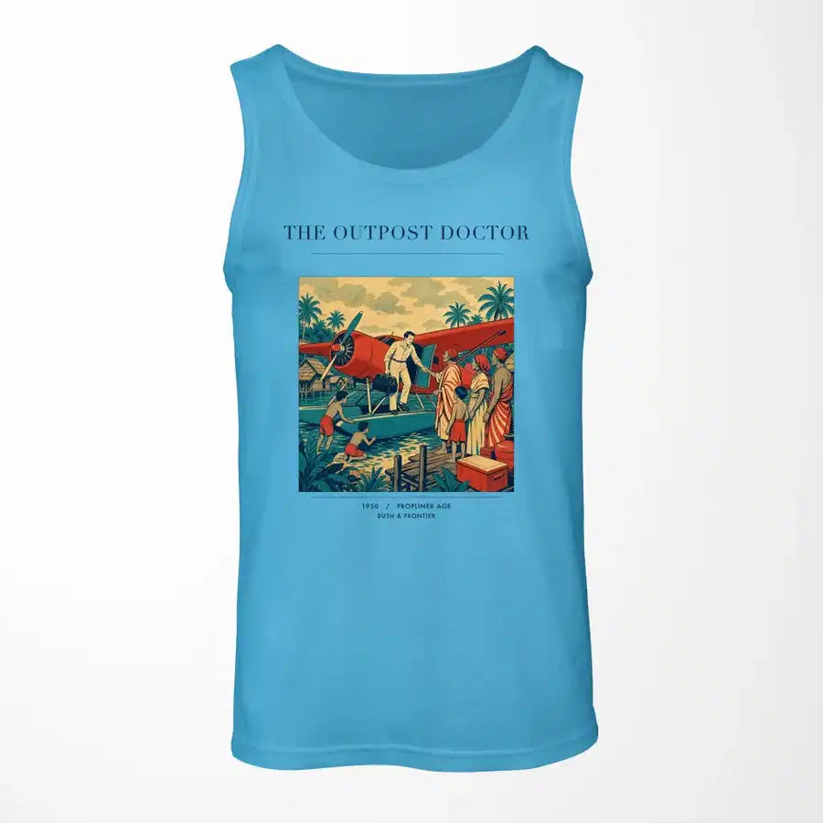 VINTAGE G4197 - The Outpost Doctor - Designed Tank Tops design on skyblue