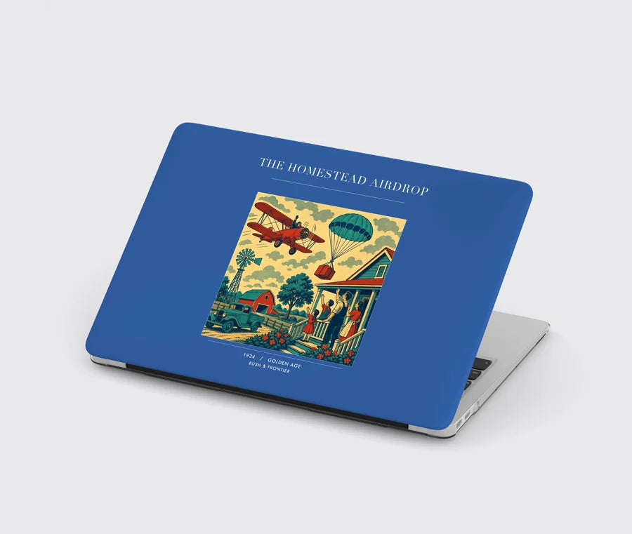 VINTAGE G4199 - The Homestead Airdrop - Designed MacBook Cases design on blue