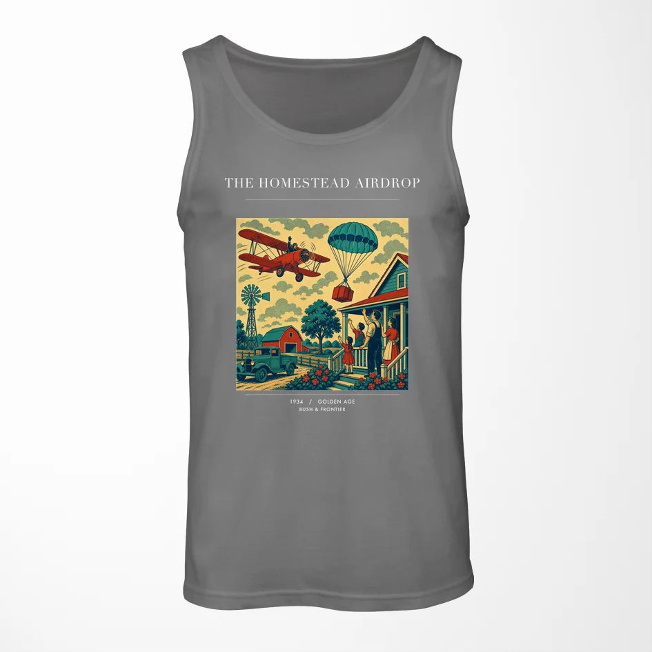 VINTAGE G4199 - The Homestead Airdrop - Designed Tank Tops design on gray