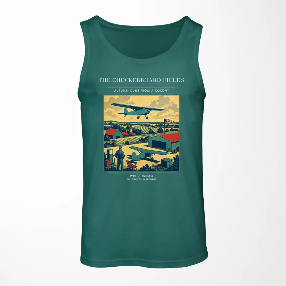 VINTAGE G4201 - The Checkerboard Fields - Designed Tank Tops design on green