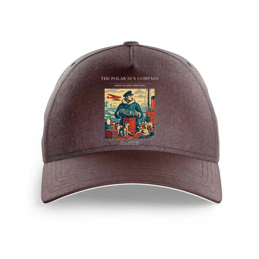 VINTAGE G4204 - The Polar Sun Compass - Printed Hat design on brown