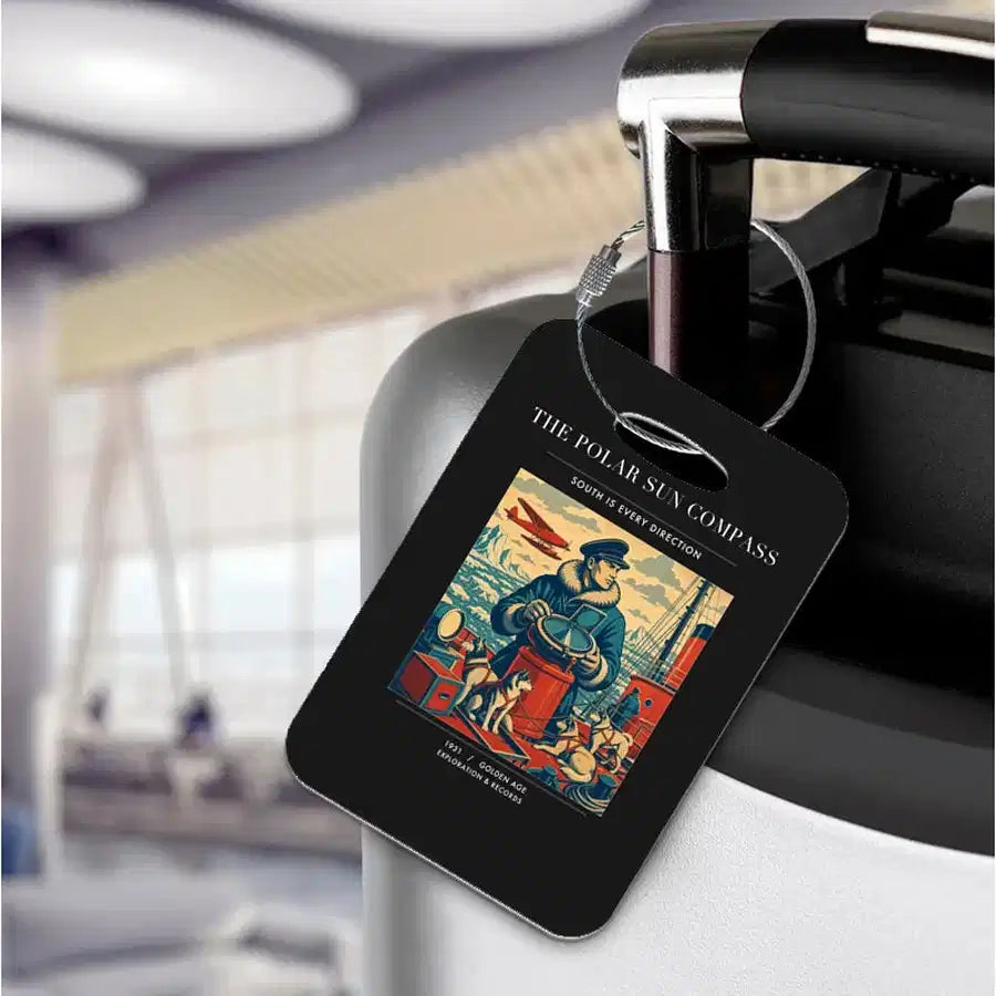 VINTAGE G4204 - The Polar Sun Compass - Acrylic Luggage Tags design on black