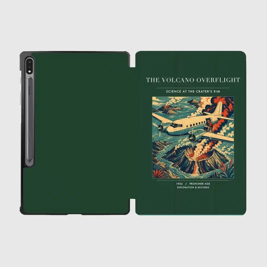 VINTAGE G4206 - The Volcano Overflight - Designed iPad & Samsung Tablet Cases design on darkgreen samsung