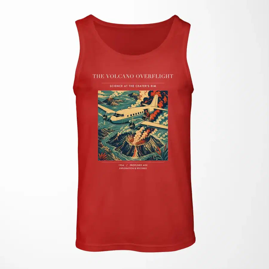 VINTAGE G4206 - The Volcano Overflight - Designed Tank Tops design on red