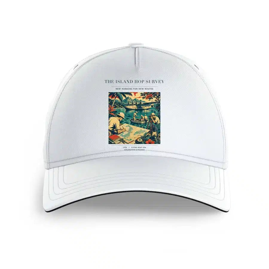 VINTAGE G4209 - The Island Hop Survey - Printed Hat design on white