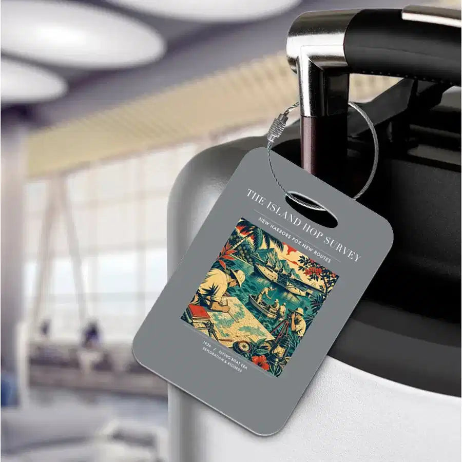 VINTAGE G4209 - The Island Hop Survey - Acrylic Luggage Tags design on gray