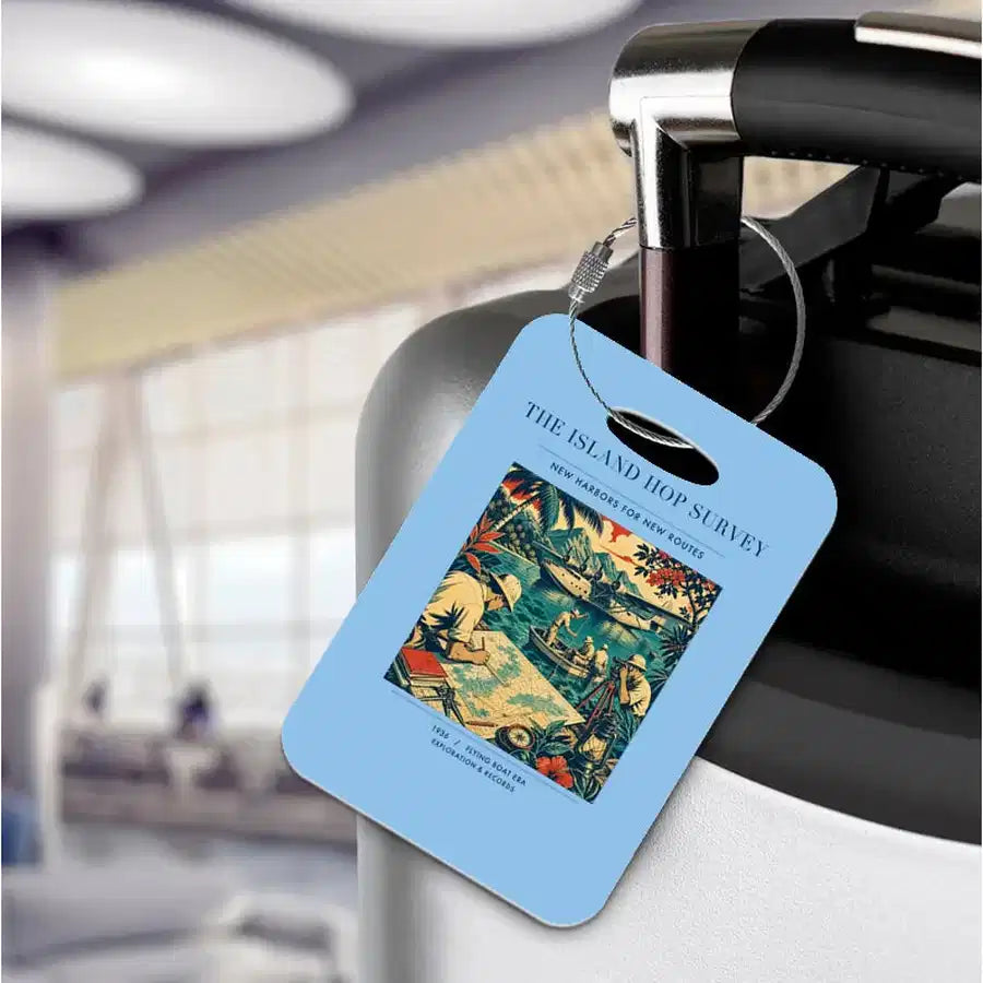 VINTAGE G4209 - The Island Hop Survey - Acrylic Luggage Tags design on lightblue