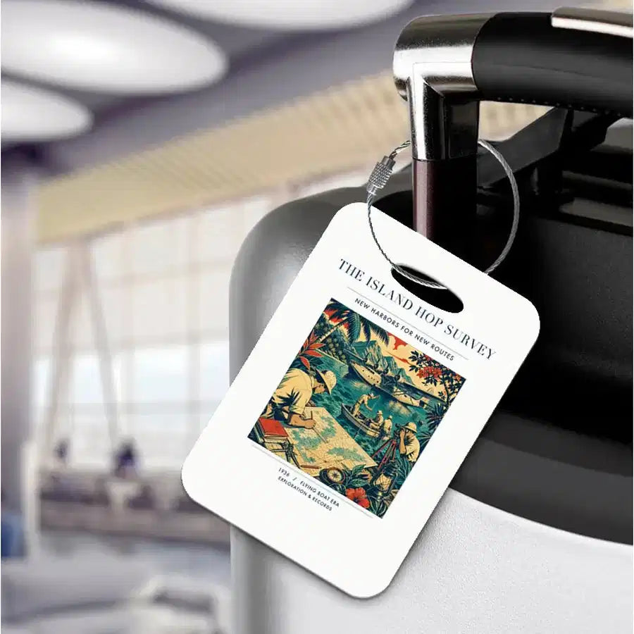 VINTAGE G4209 - The Island Hop Survey - Acrylic Luggage Tags design on white