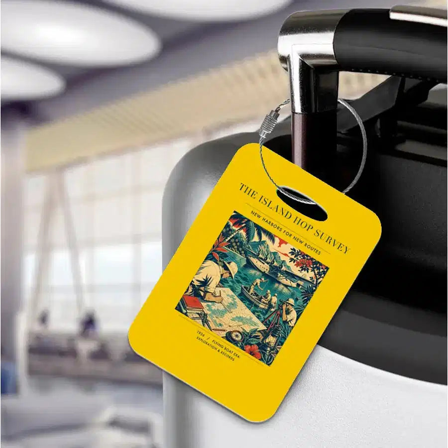 VINTAGE G4209 - The Island Hop Survey - Acrylic Luggage Tags design on yellow