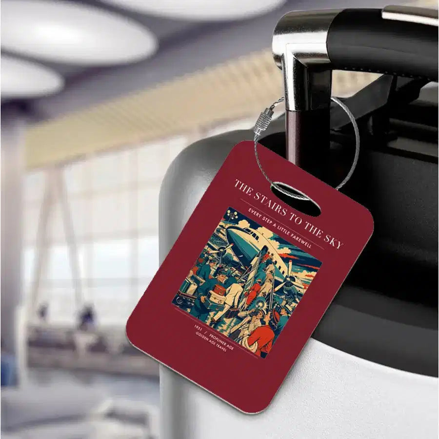 VINTAGE G4214 - The Stairs To The Sky - Acrylic Luggage Tags design on darkred
