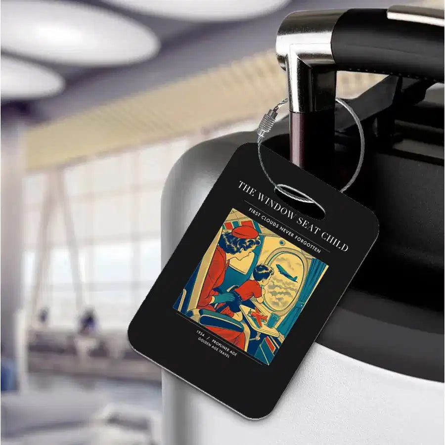 VINTAGE G4215 - The Window Seat Child - Acrylic Luggage Tags design on black