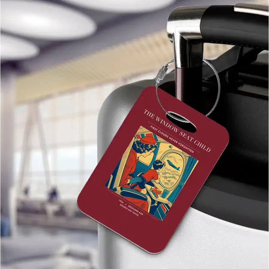 VINTAGE G4215 - The Window Seat Child - Acrylic Luggage Tags design on darkred