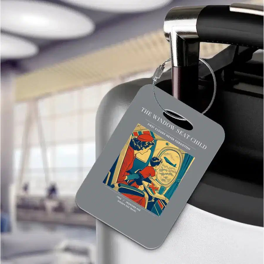 VINTAGE G4215 - The Window Seat Child - Acrylic Luggage Tags design on gray
