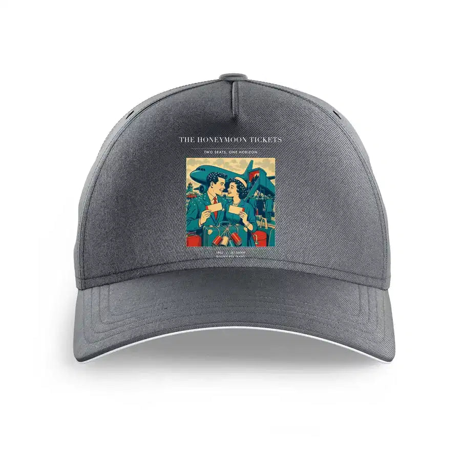 VINTAGE G4227 - The Honeymoon Tickets - Printed Hat design on gray