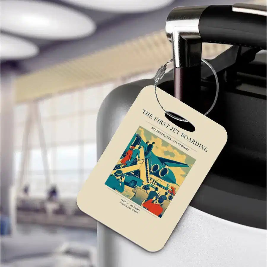 VINTAGE G4228 - The First Jet Boarding - Acrylic Luggage Tags design on beige