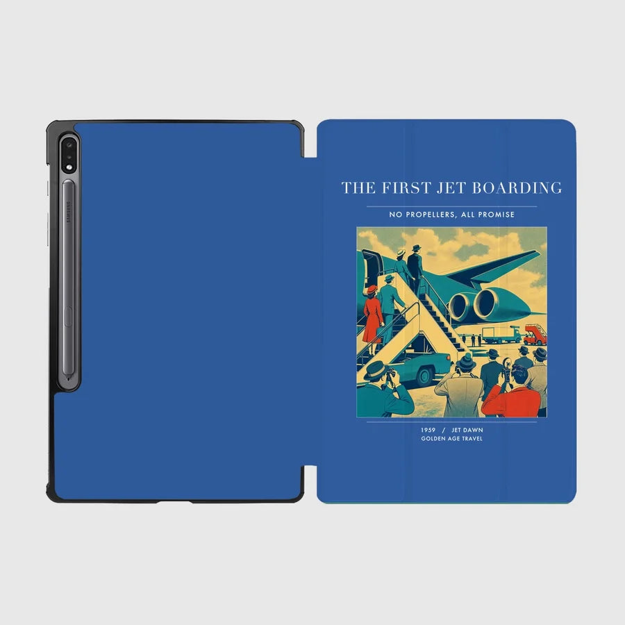 VINTAGE G4228 - The First Jet Boarding - Designed iPad & Samsung Tablet Cases design on blue samsung