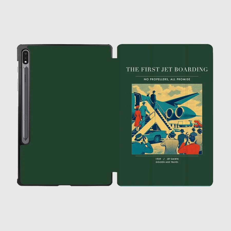 VINTAGE G4228 - The First Jet Boarding - Designed iPad & Samsung Tablet Cases design on darkgreen samsung