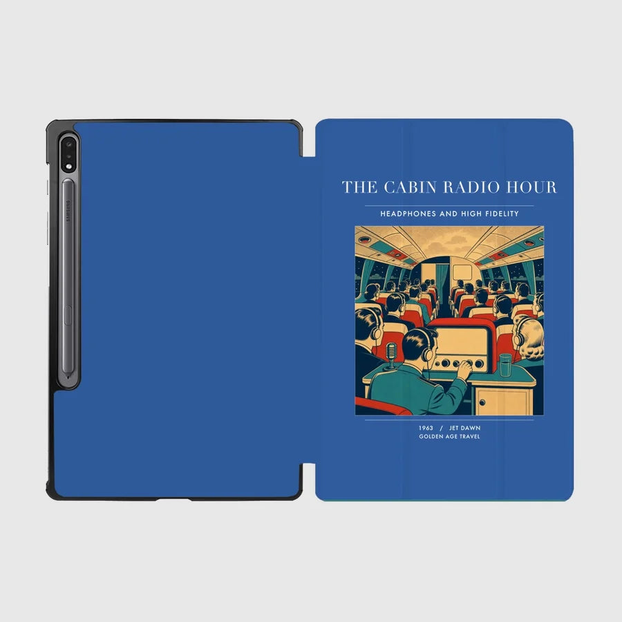 VINTAGE G4229 - The Cabin Radio Hour - Designed iPad & Samsung Tablet Cases design on blue samsung