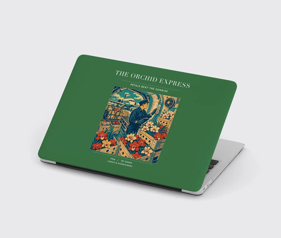 VINTAGE G4233 - The Orchid Express - Designed MacBook Cases design on green