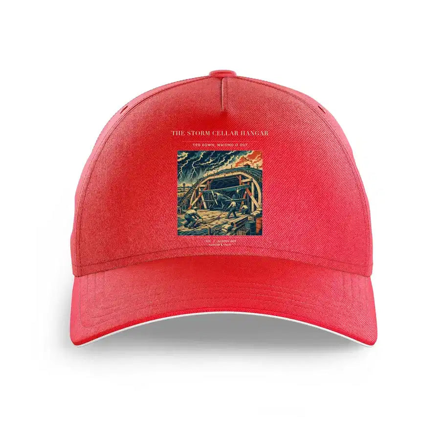 VINTAGE G4244 - The Storm Cellar Hangar - Printed Hat design on red