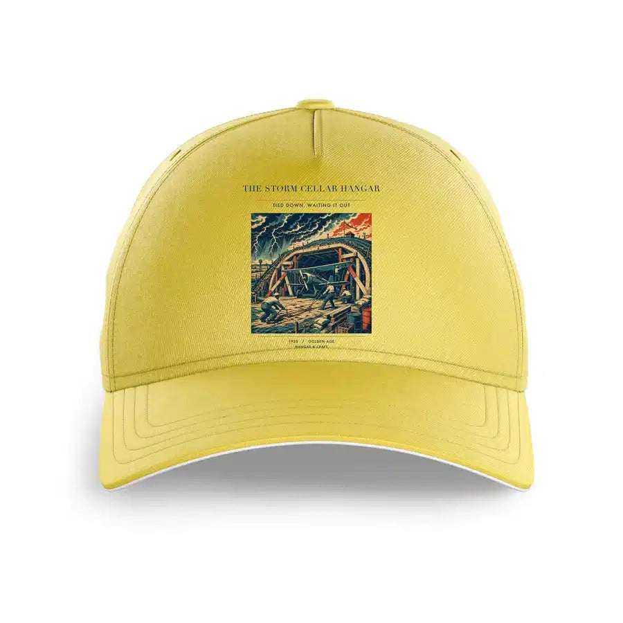 VINTAGE G4244 - The Storm Cellar Hangar - Printed Hat design on yellow