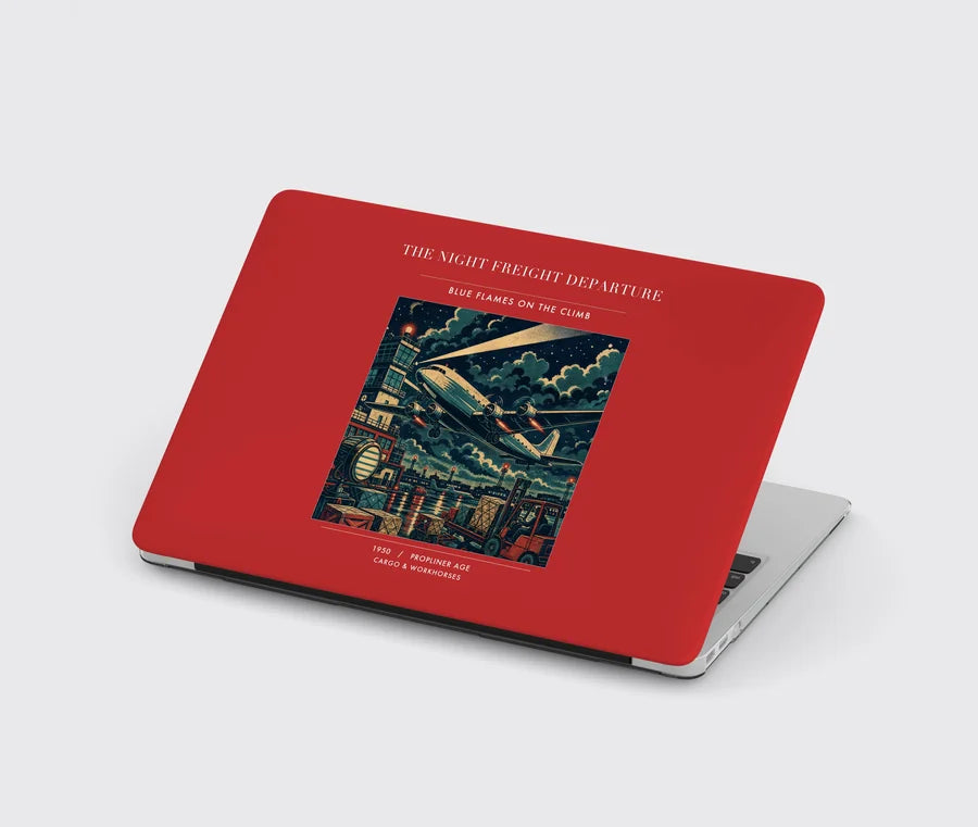 VINTAGE G4248 - The Night Freight Departure - Designed MacBook Cases design on red