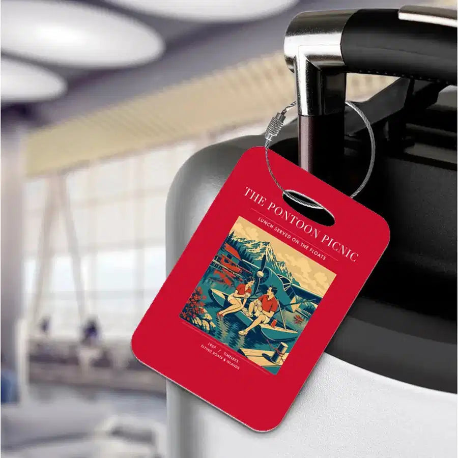 VINTAGE G4250 - The Pontoon Picnic - Acrylic Luggage Tags design on red