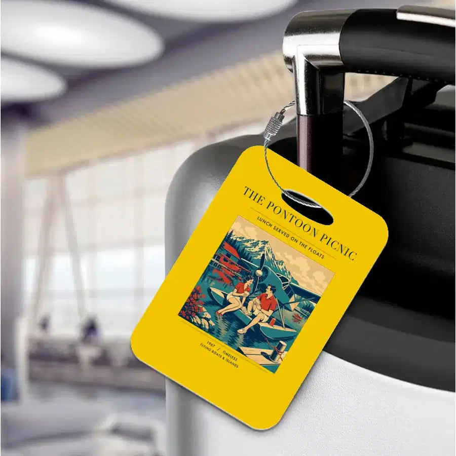 VINTAGE G4250 - The Pontoon Picnic - Acrylic Luggage Tags design on yellow
