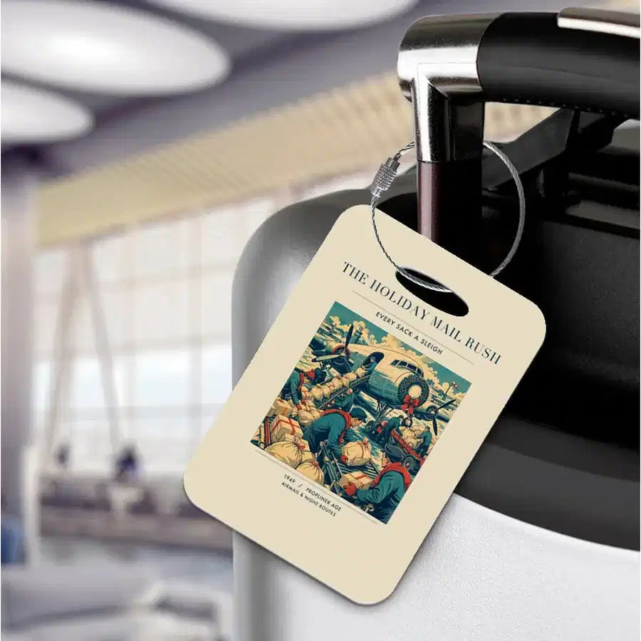 VINTAGE G4255 - The Holiday Mail Rush - Acrylic Luggage Tags design on beige