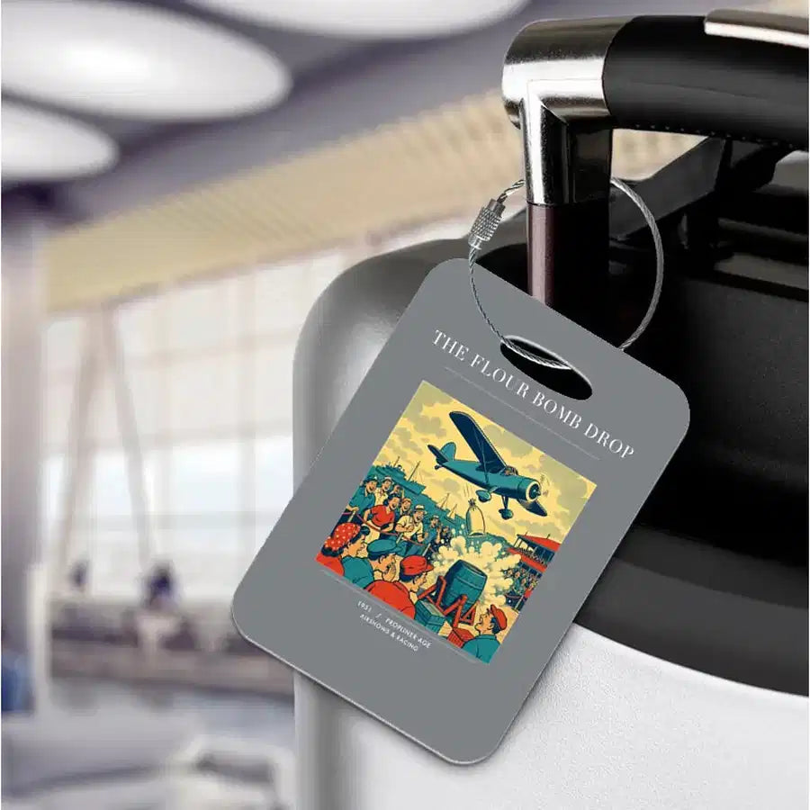 VINTAGE G4259 - The Flour Bomb Drop - Acrylic Luggage Tags design on gray
