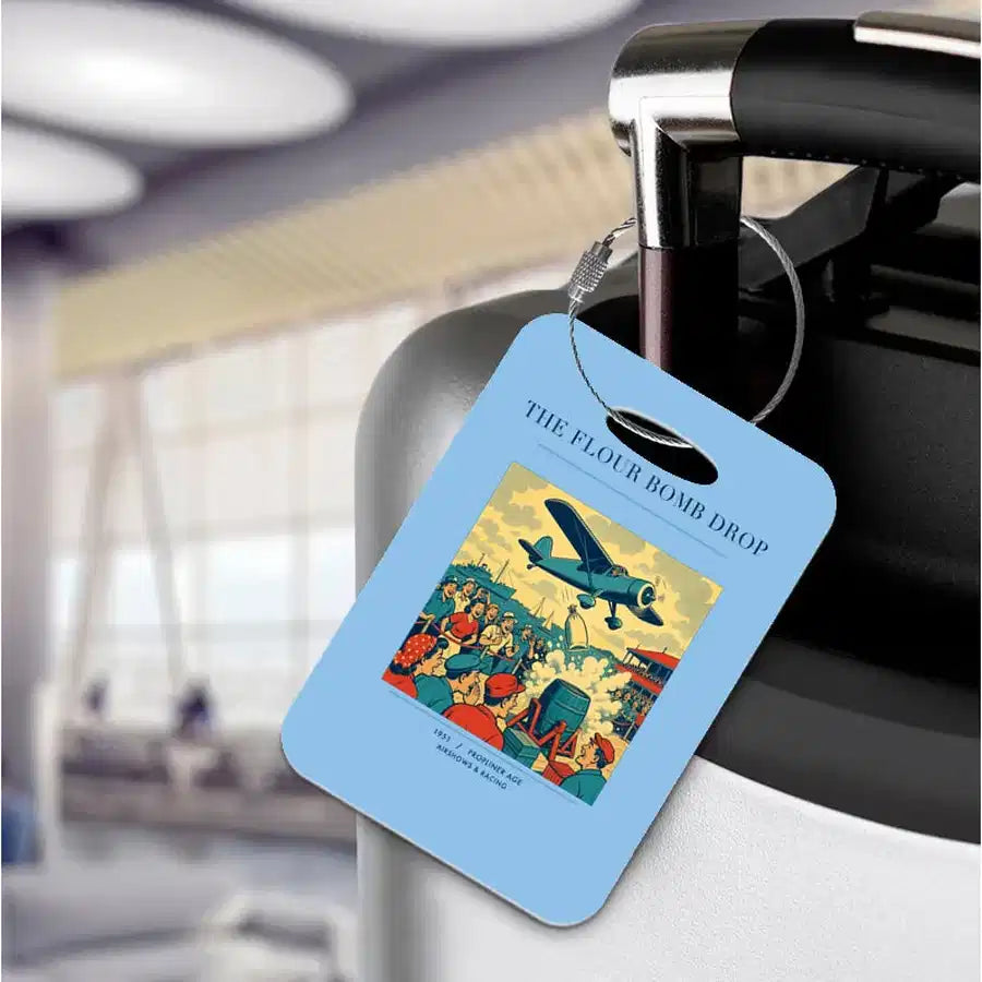 VINTAGE G4259 - The Flour Bomb Drop - Acrylic Luggage Tags design on lightblue