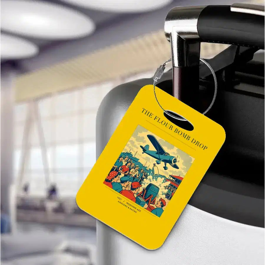 VINTAGE G4259 - The Flour Bomb Drop - Acrylic Luggage Tags design on yellow