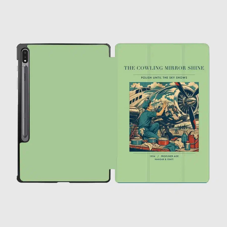 VINTAGE G4262 - The Cowling Mirror Shine - Designed iPad & Samsung Tablet Cases design on lightgreen samsung