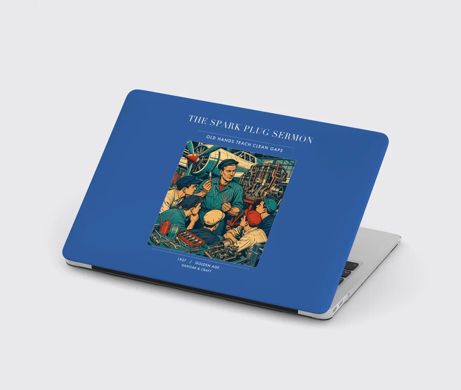 VINTAGE G4264 - The Spark Plug Sermon - Designed MacBook Cases design on blue