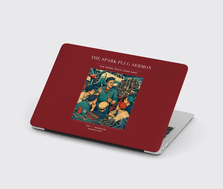 VINTAGE G4264 - The Spark Plug Sermon - Designed MacBook Cases design on darkred