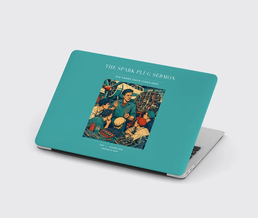 VINTAGE G4264 - The Spark Plug Sermon - Designed MacBook Cases design on turquoise