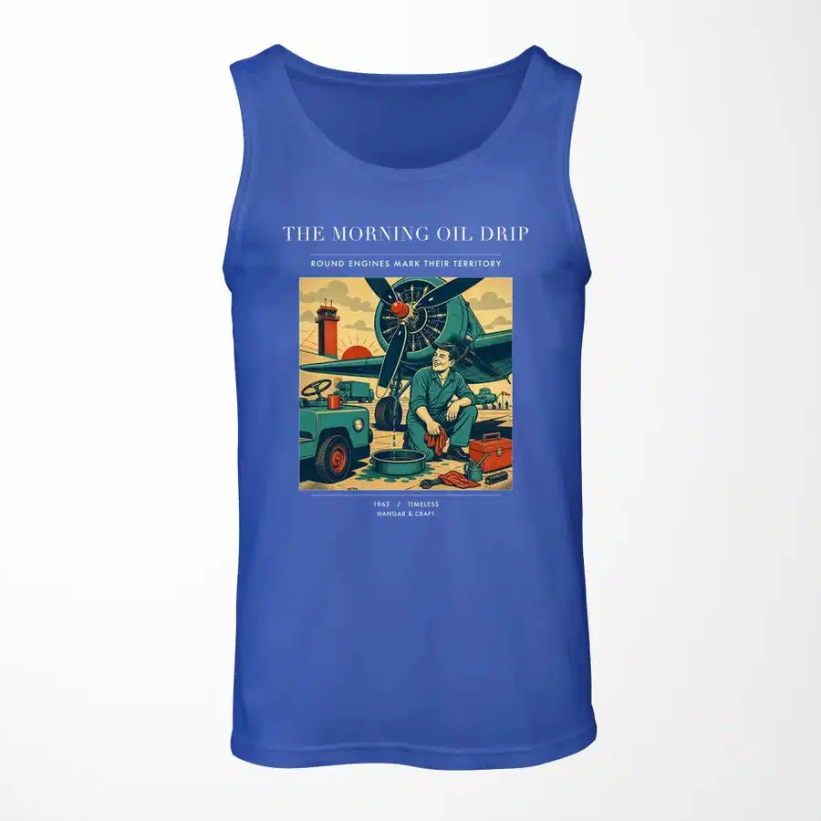 VINTAGE G4266 - The Morning Oil Drip - Designed Tank Tops design on blue