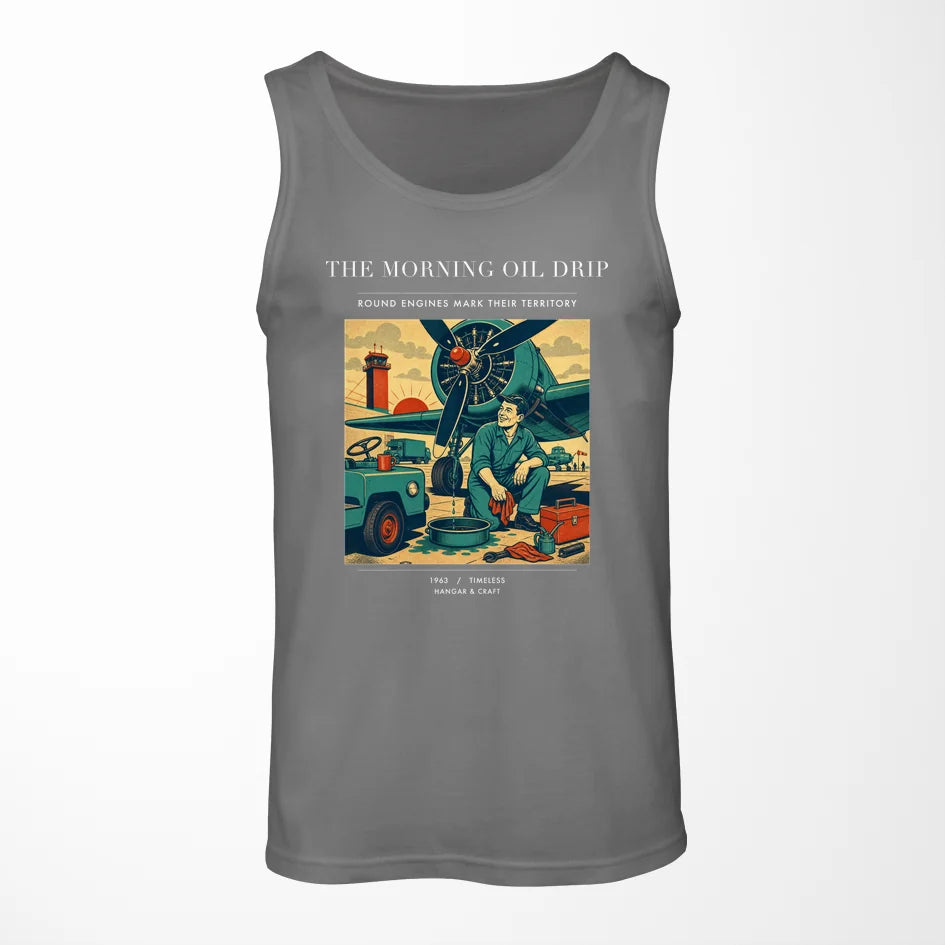 VINTAGE G4266 - The Morning Oil Drip - Designed Tank Tops design on gray
