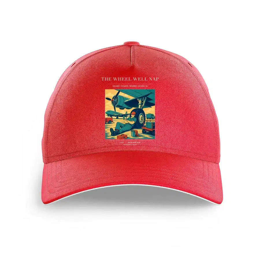 VINTAGE G4267 - The Wheel Well Nap - Printed Hat design on red