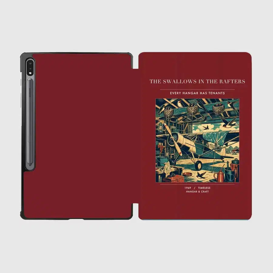 VINTAGE G4269 - The Swallows In The Rafters - Designed iPad & Samsung Tablet Cases design on darkred samsung