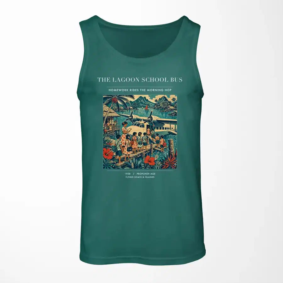 VINTAGE G4270 - The Lagoon School Bus - Designed Tank Tops design on green
