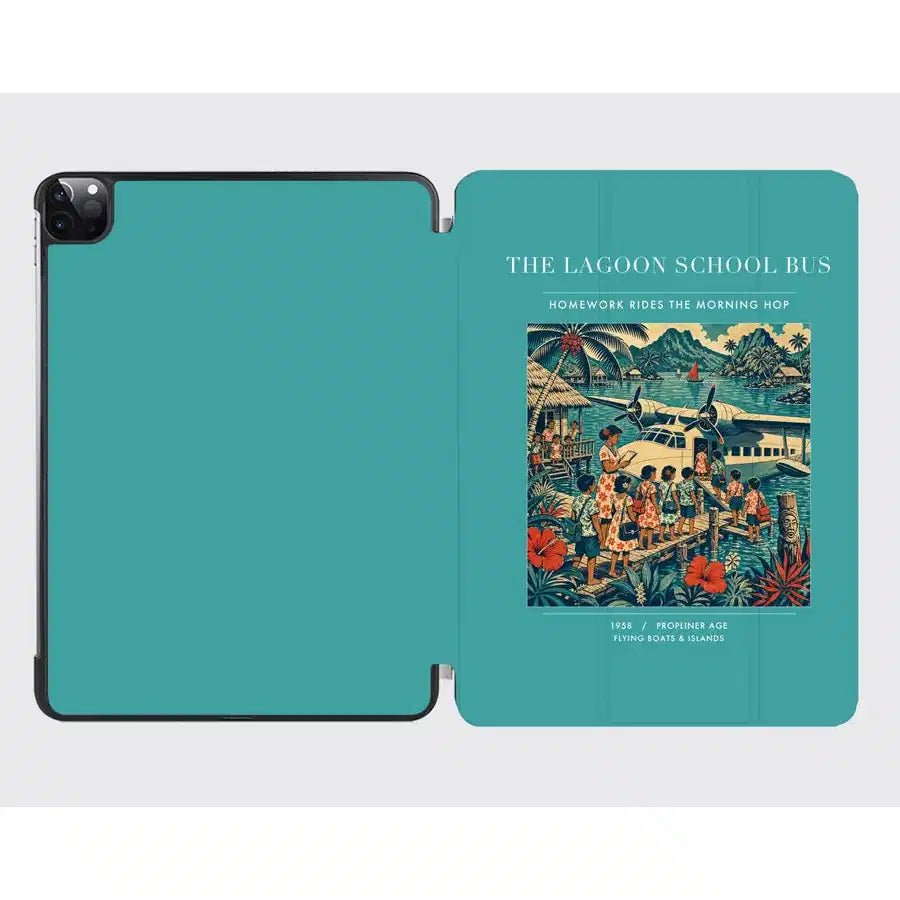 VINTAGE G4270 - The Lagoon School Bus - Designed iPad & Samsung Tablet Cases design on turquoise ipad
