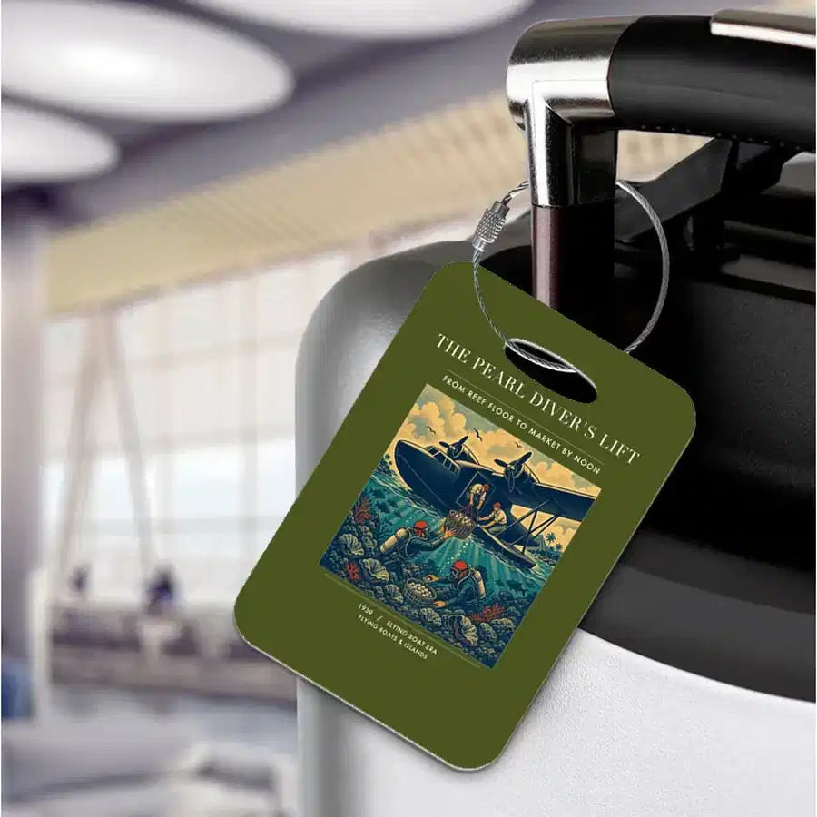 VINTAGE G4271 - The Pearl Diver's Lift - Acrylic Luggage Tags design on greenarmy