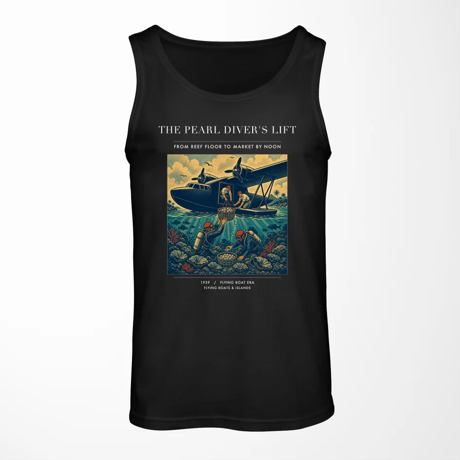VINTAGE G4271 - The Pearl Diver's Lift - Designed Tank Tops design on black