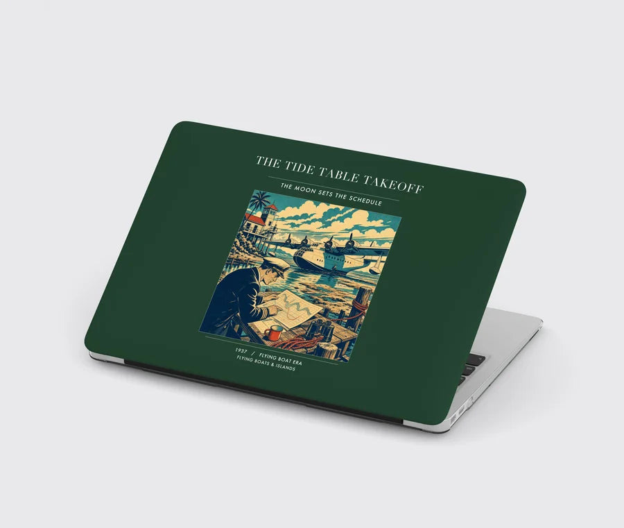 VINTAGE G4272 - The Tide Table Takeoff - Designed MacBook Cases design on darkgreen